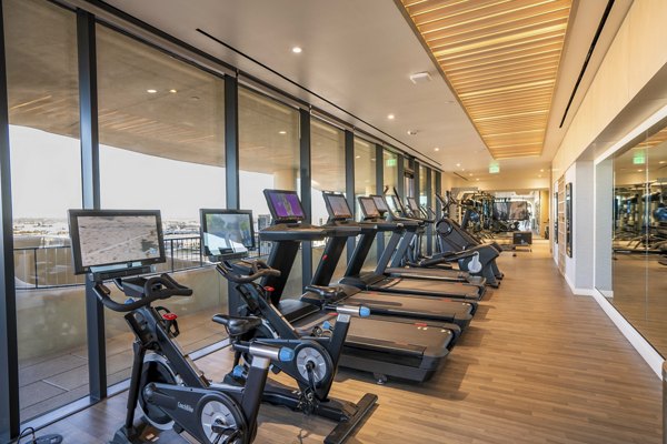 fitness center at One River North Apartments 