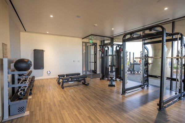 fitness center at One River North Apartments 