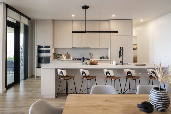 kitchen at One River North Apartments 