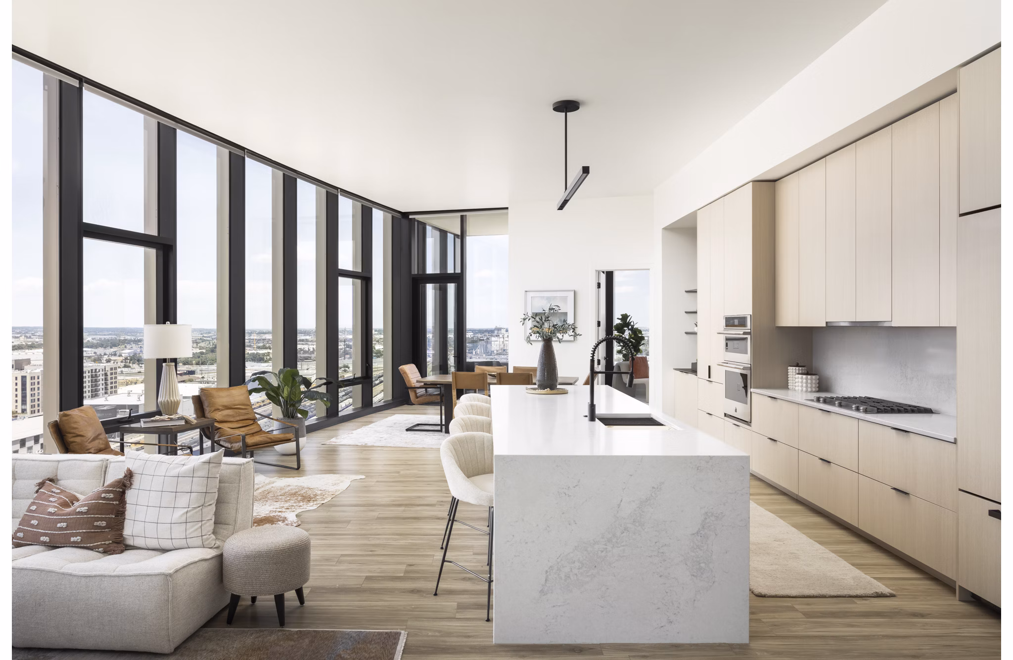 kitchen at One River North Apartments