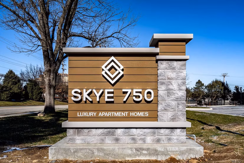 signage at Skye 750 Apartments