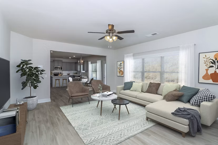 living room at Summerwell Cedarcrest Apartment Homes