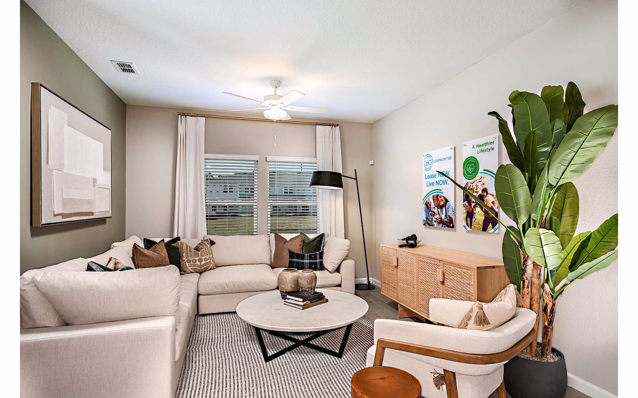 living room at 360 Communities at Crossroads Apartments