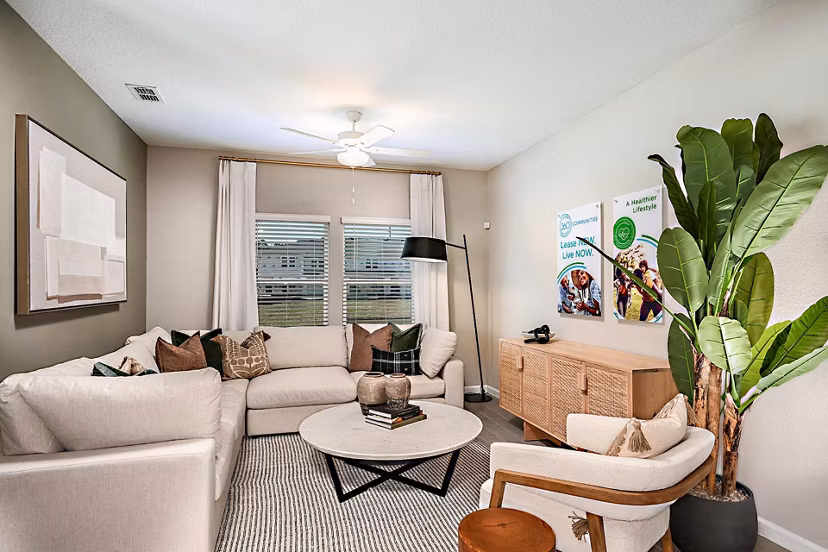 living room at 360 Communities at Crossroads Apartments