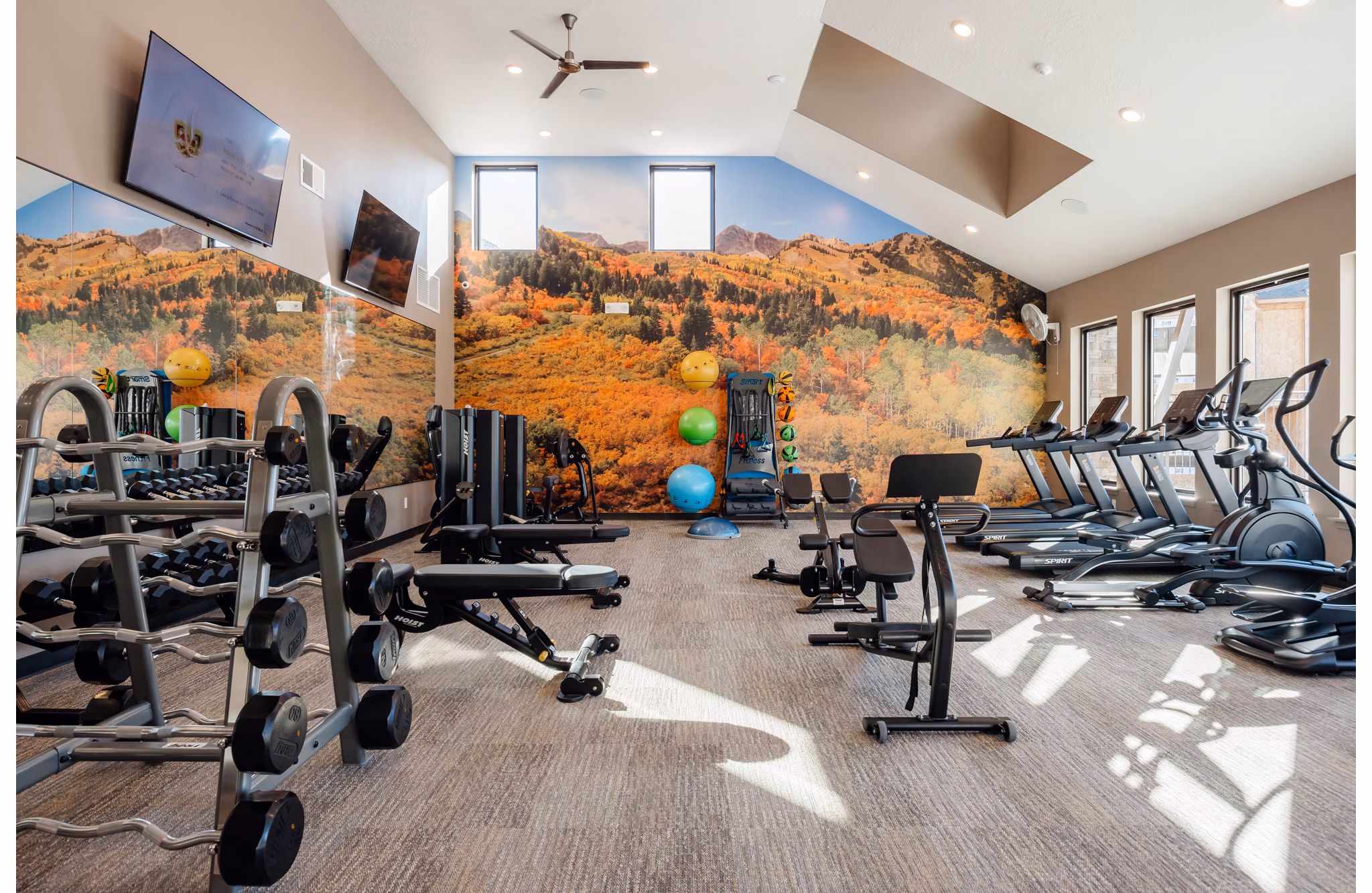 fitness center at Enduro Apartments