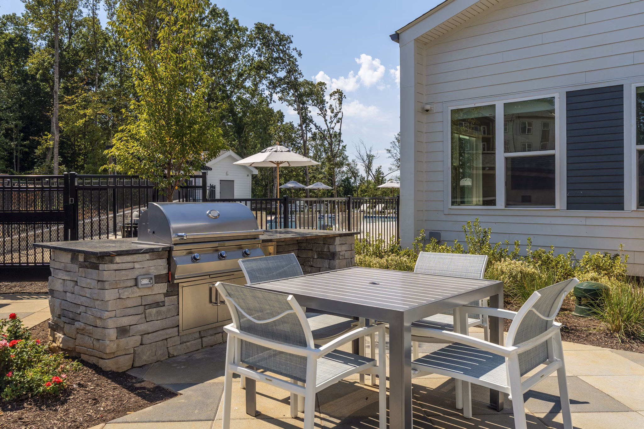 grill area at The Arrowood Apartments 