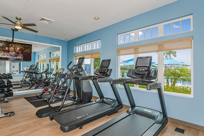fitness center at 360 Communities at Avenues Walk Apartments