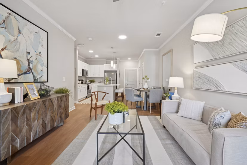 living room at The One at Columbia Apartments 