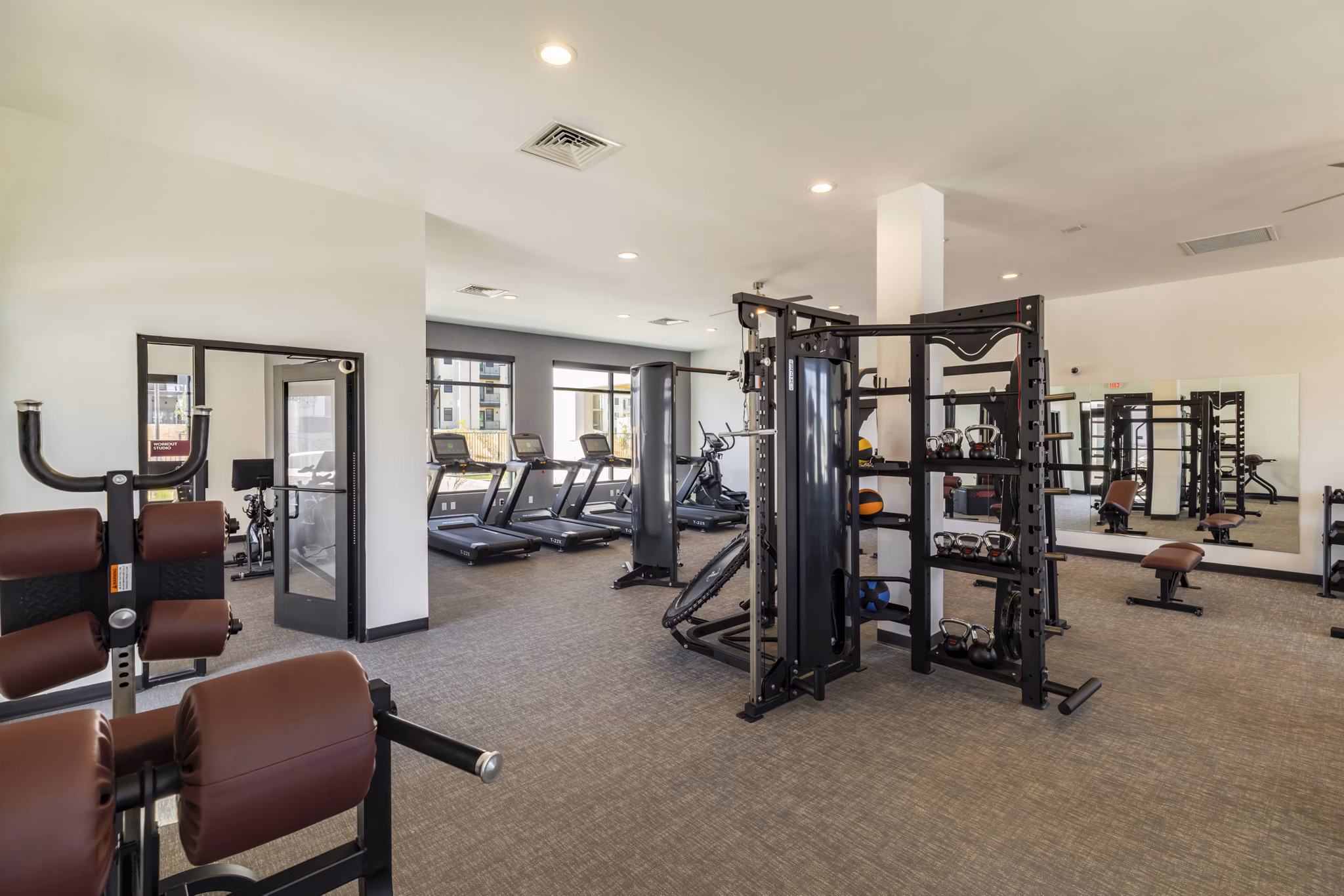 fitness center at Solwyn Apartments 