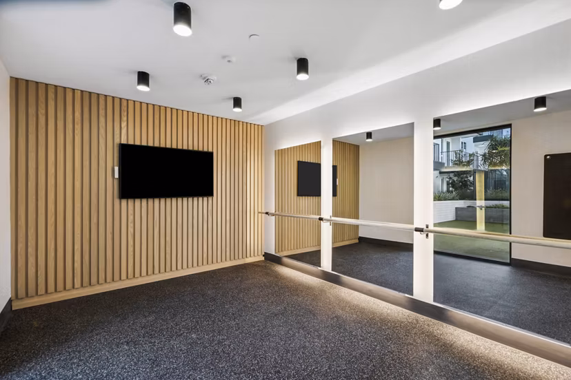 fitness center at Overland & Ayres Apartments