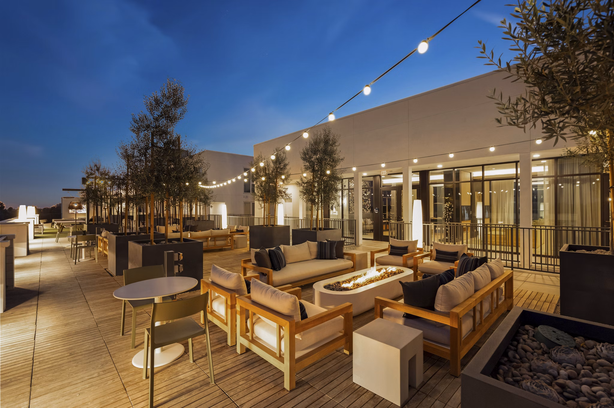 fire pit at Overland & Ayres Apartments