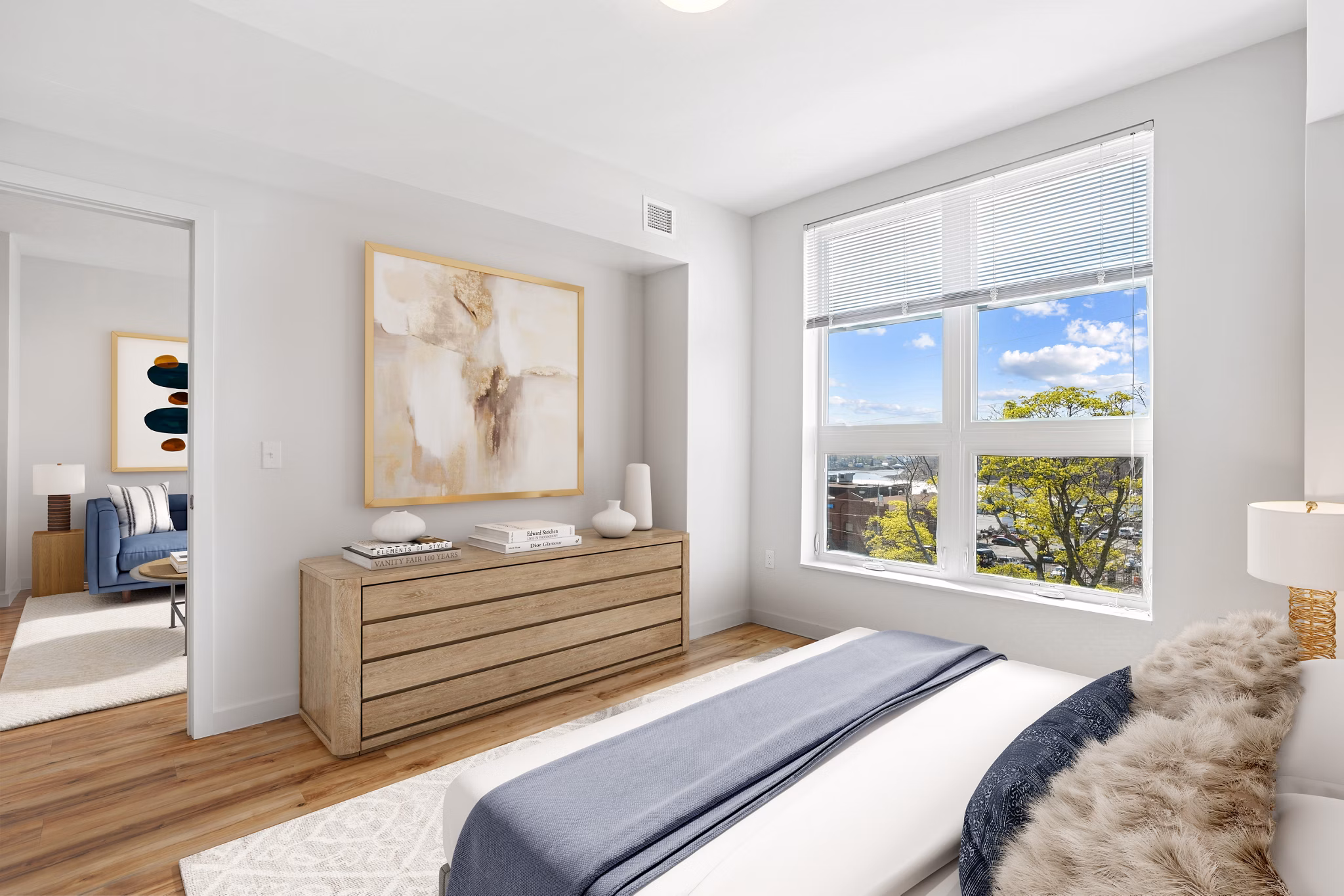 bedroom at The Block at Odell Apartments