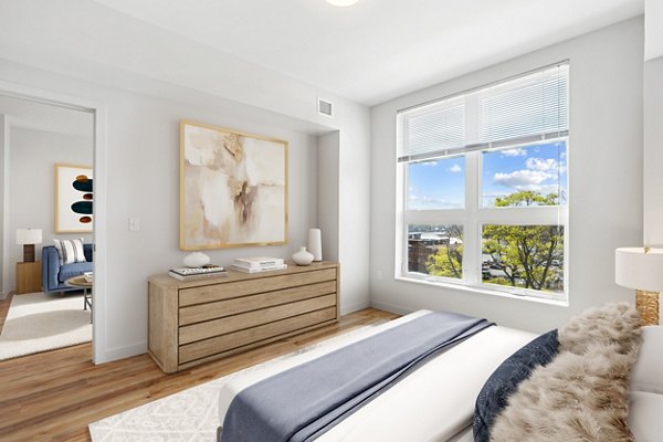 bedroom at The Block at Odell Apartments