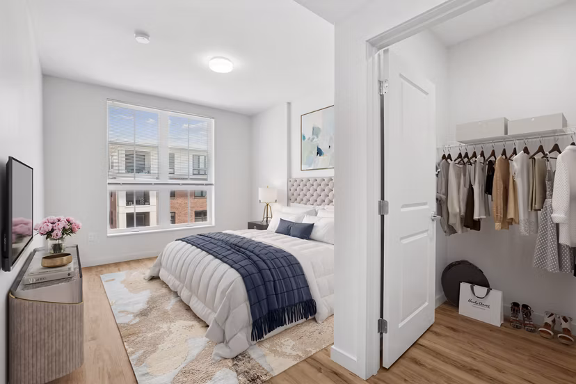 bedroom at The Block at Odell Apartments