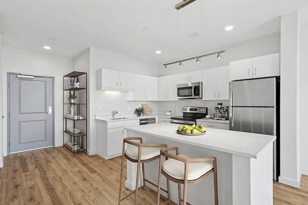 kitchen at The Block at Odell Apartments