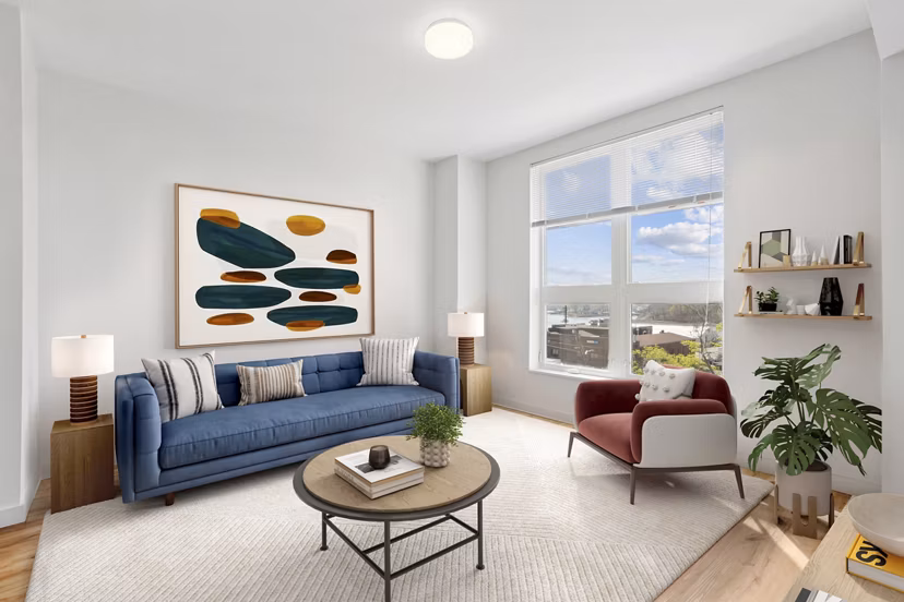 living room at The Block at Odell Apartments