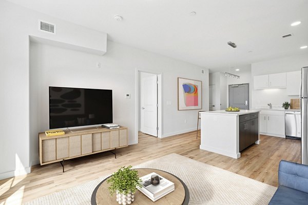 living room at The Block at Odell Apartments