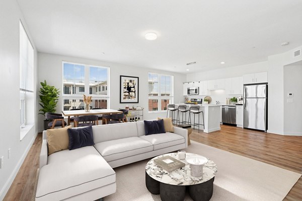 living room at The Block at Odell Apartments