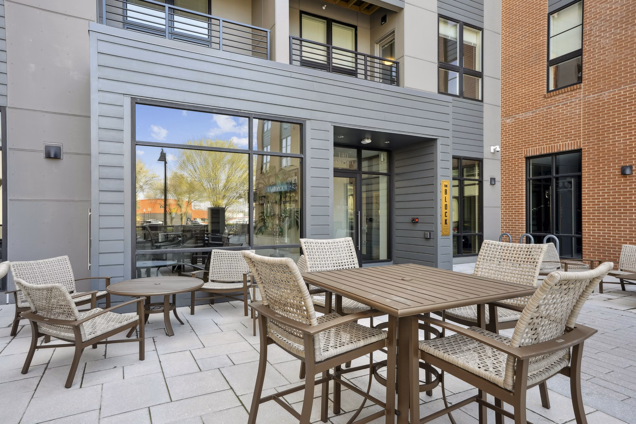 patio at The Block at Odell Apartments