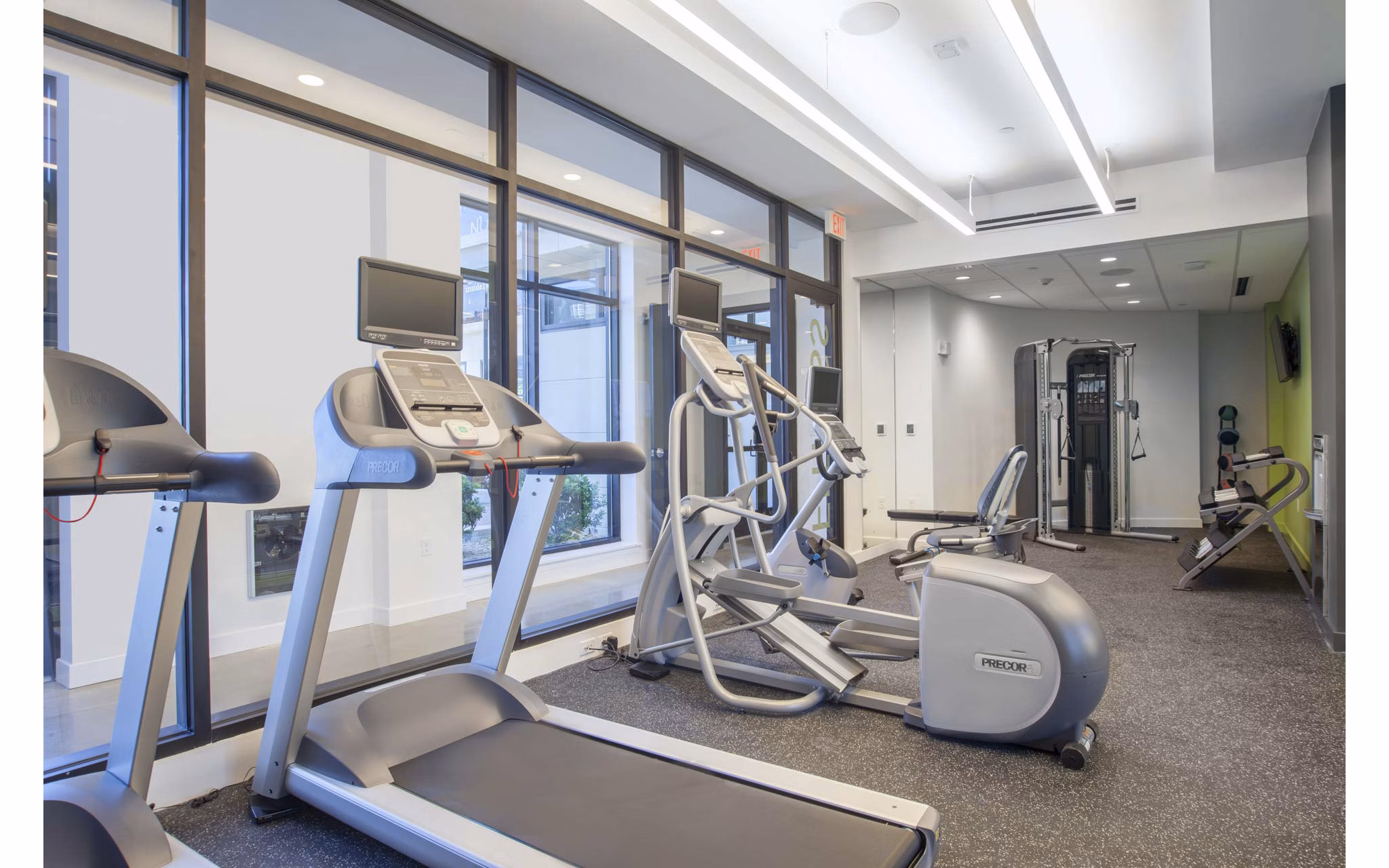 fitness center at Flats at 131 Apartments 