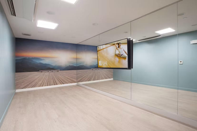 fitness center at Flats at 131 Apartments 