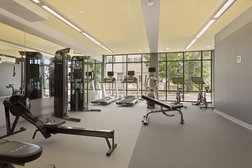 fitness center at Link 480 Apartments