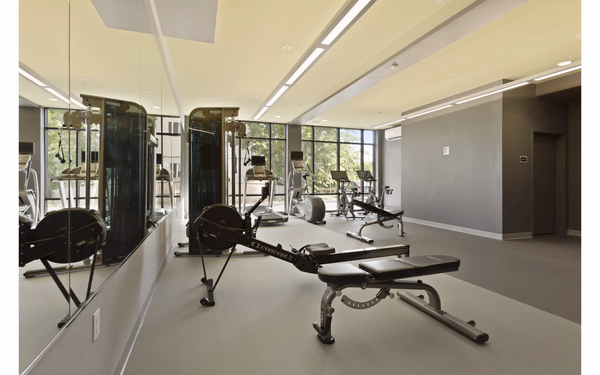 fitness center at Link 480 Apartments