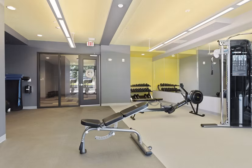 fitness center at Link 480 Apartments