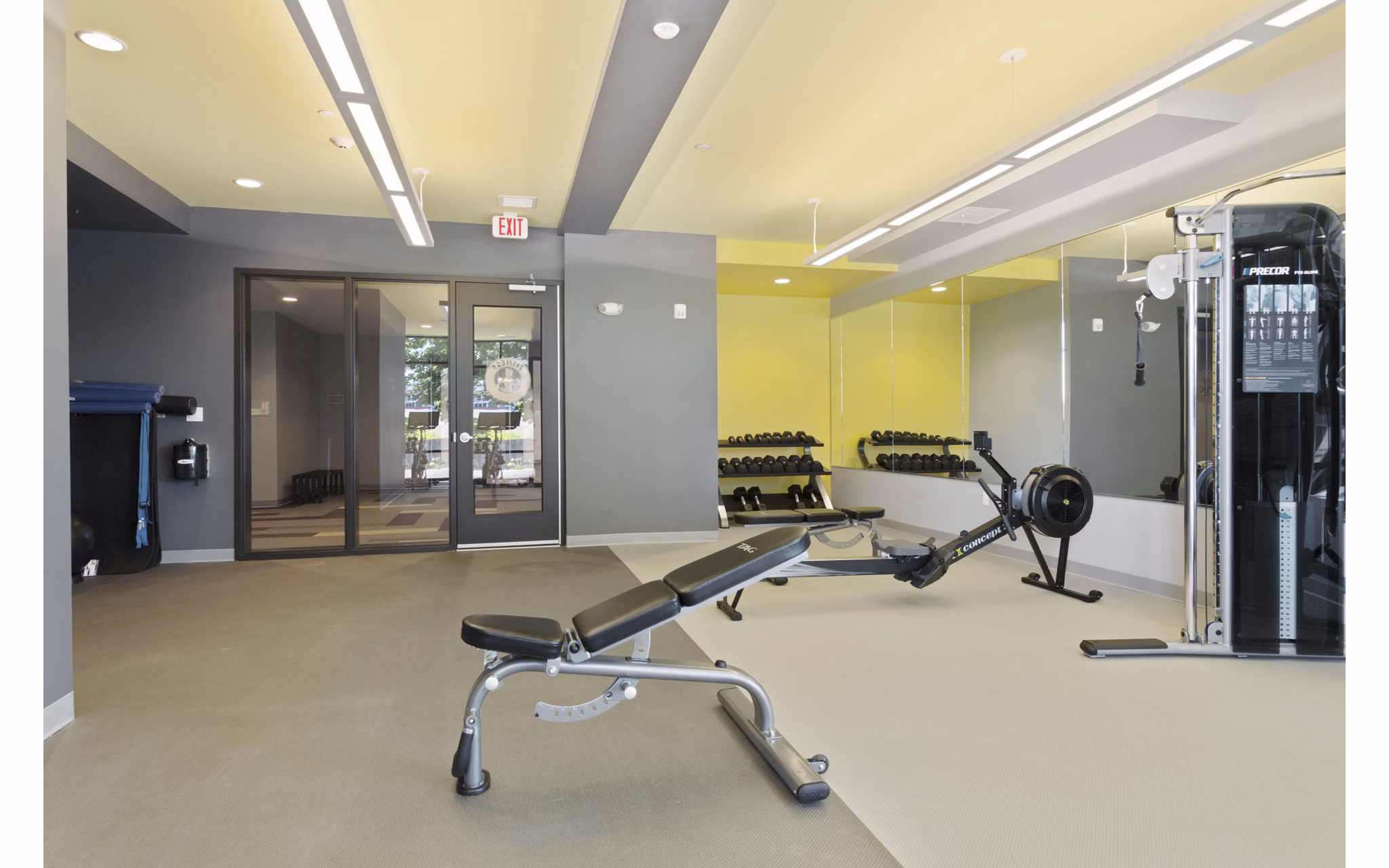 fitness center at Link 480 Apartments