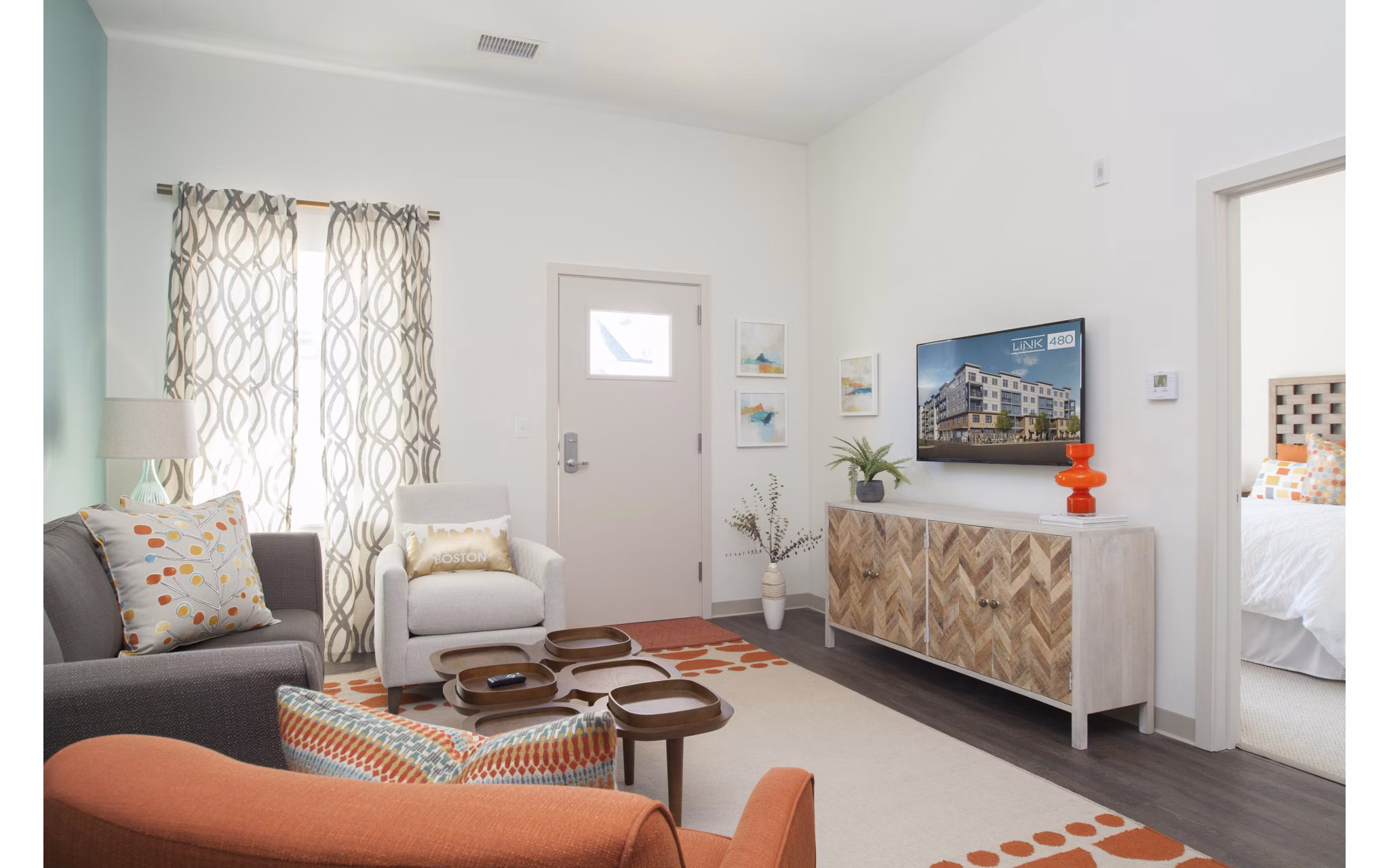 living room at Link 480 Apartments