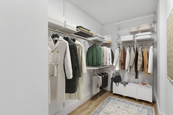 bedroom closet at The Rollins Apartments