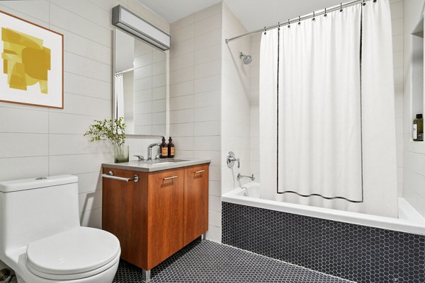 bathroom at The Rollins Apartments