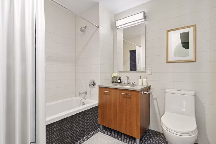 bathroom at The Rollins Apartments