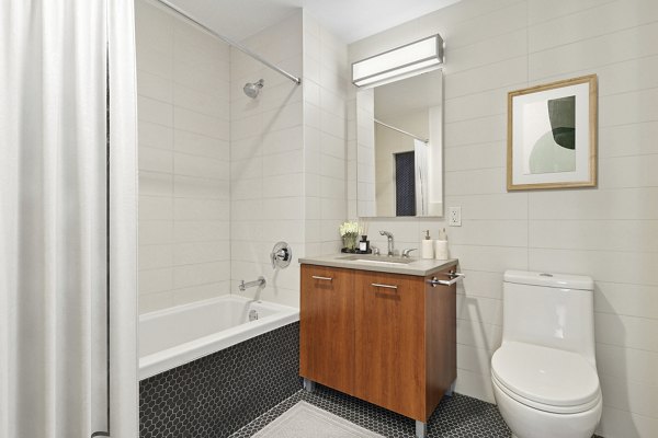bathroom at The Rollins Apartments