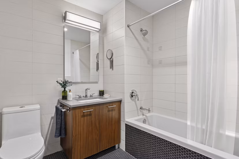 bathroom at The Rollins Apartments