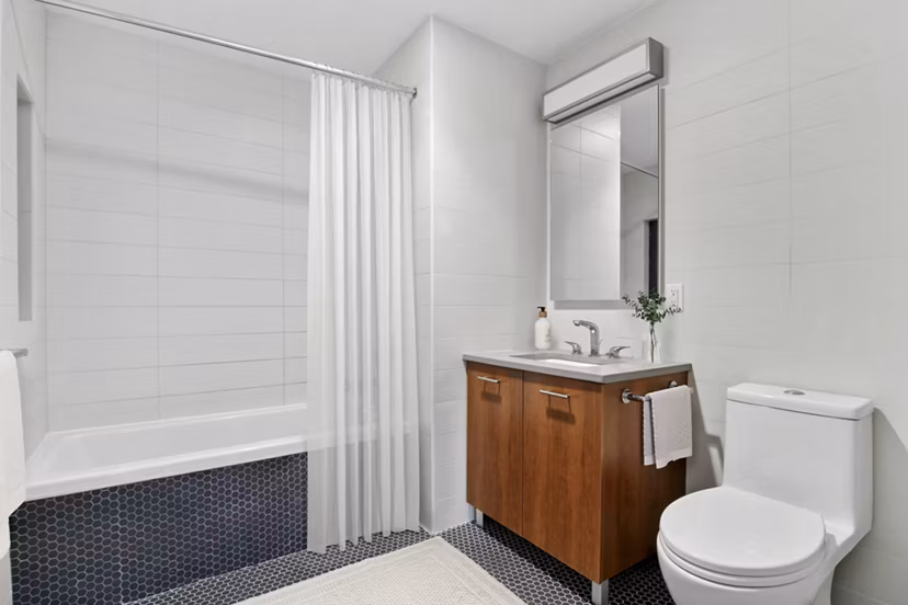 bathroom at The Rollins Apartments