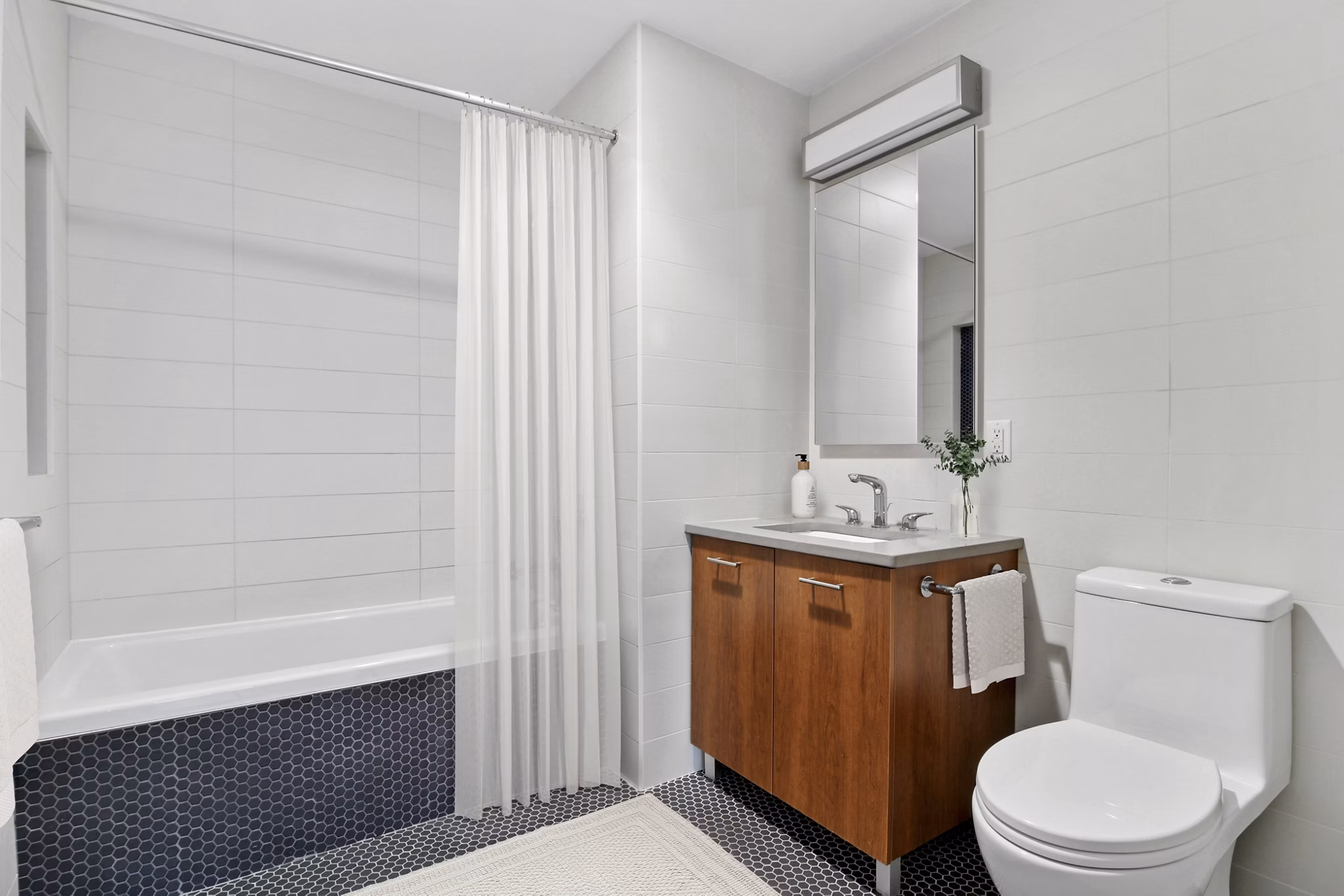 bathroom at The Rollins Apartments