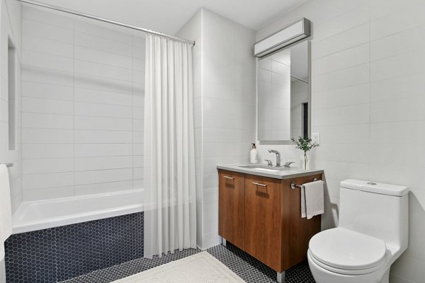 bathroom at The Rollins Apartments