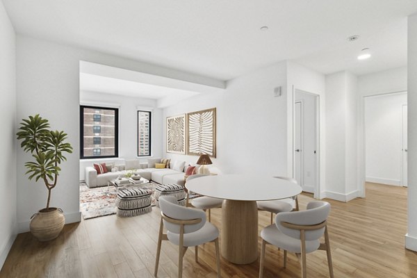 dining room and kitchen at The Rollins Apartments