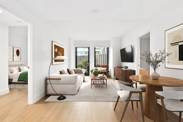 dining room and kitchen at The Rollins Apartments