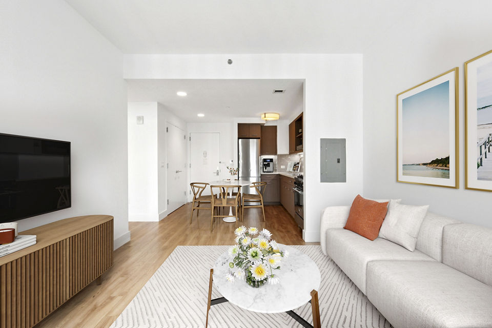 living room at The Rollins Apartments