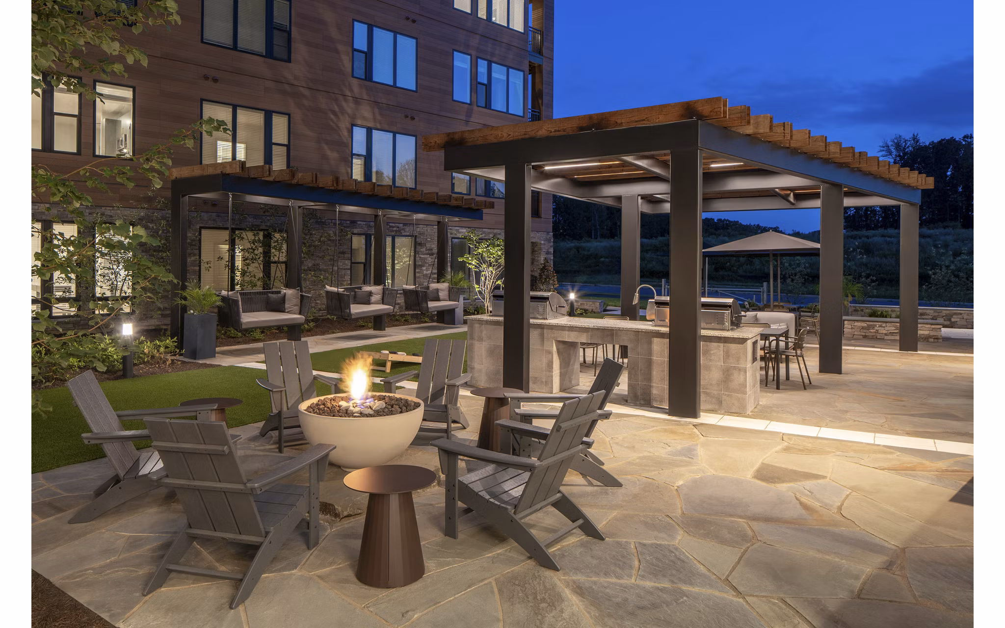 fire pit at Wyatt Apartments