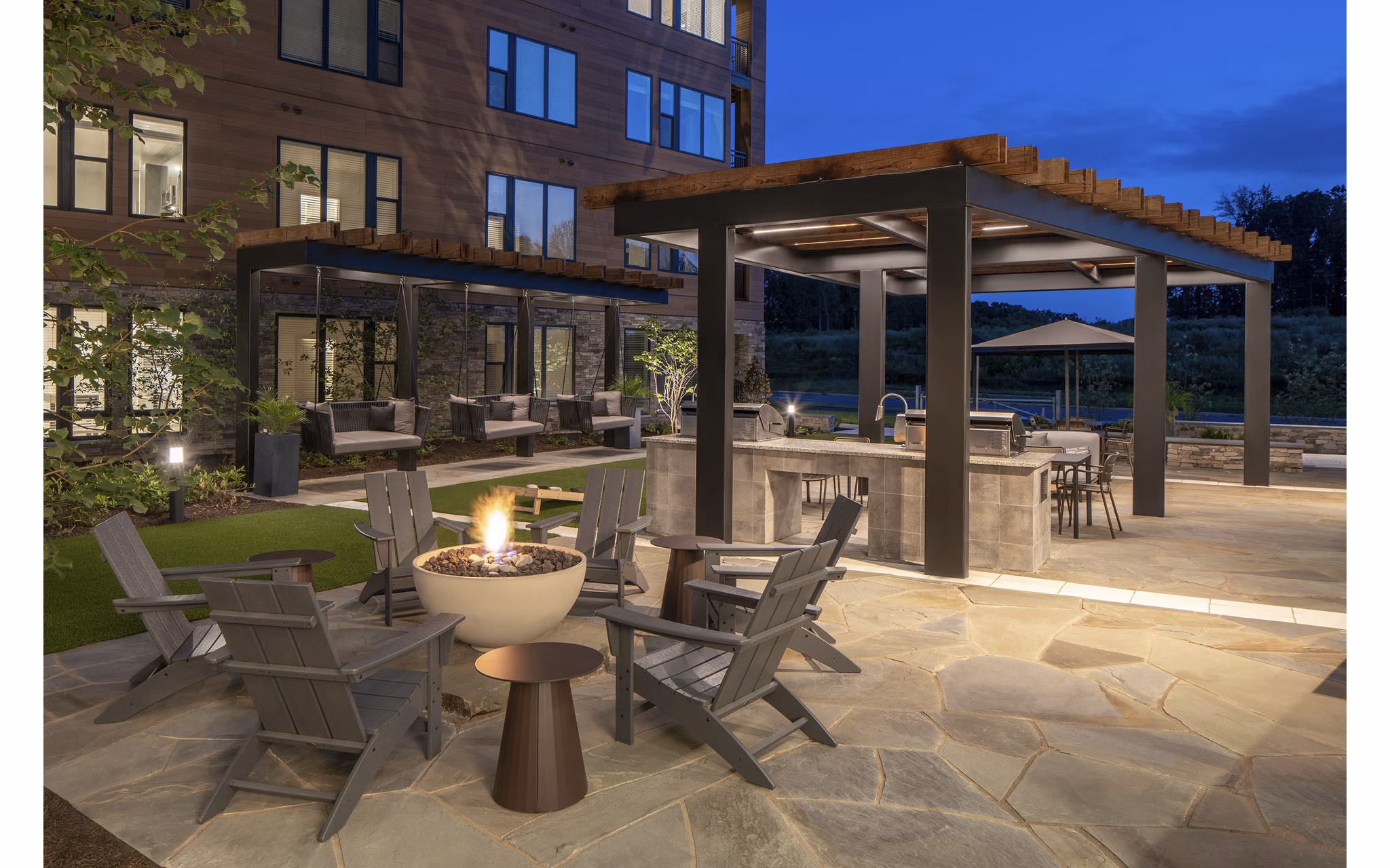 fire pit at Wyatt Apartments