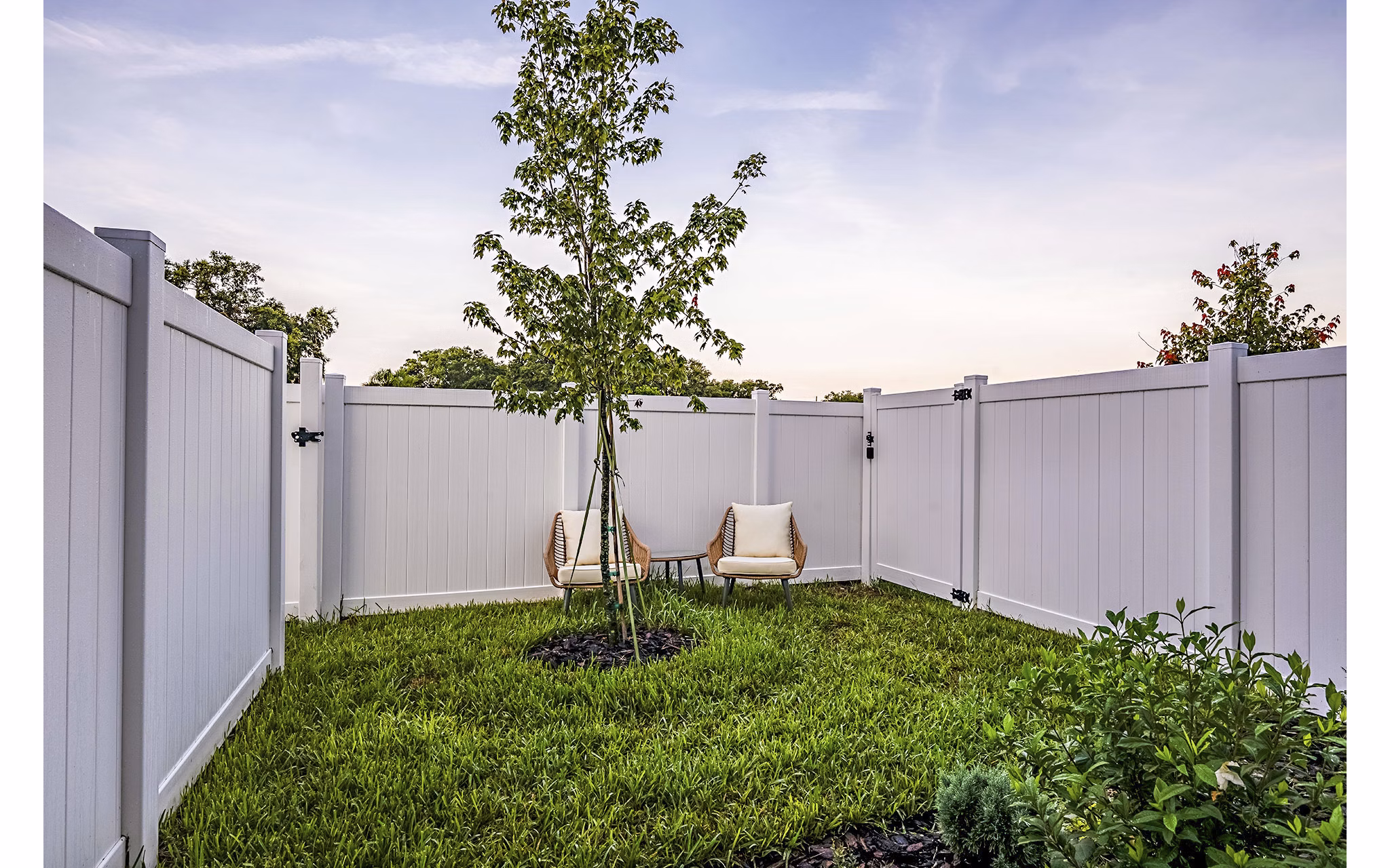 backyard patio area at SkyMor Wesley Chapel Apartment Homes