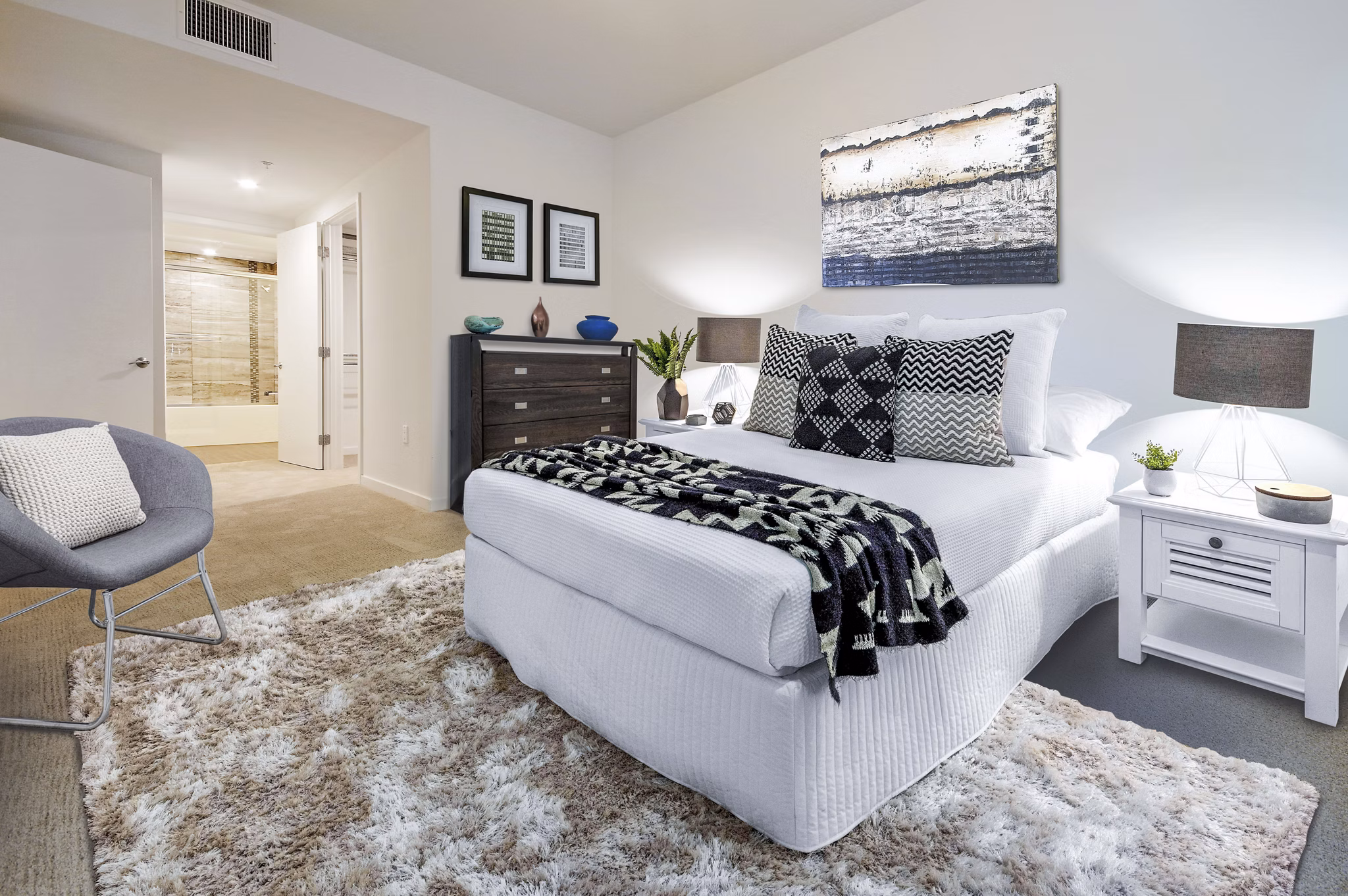 bedroom at The Metropolitan at Larchmont Village Apartments