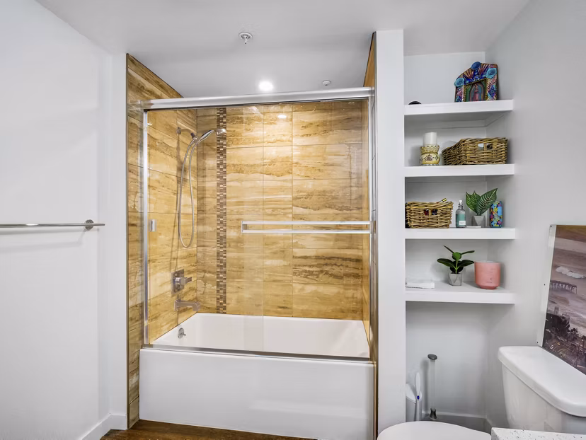 bathroom at The Metropolitan at Larchmont Village Apartments