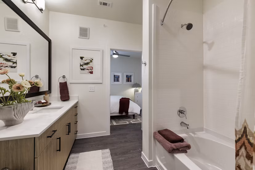 bathroom at The Bower Apartments 