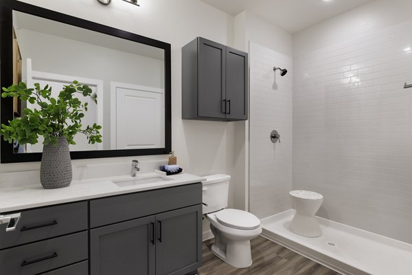 bathroom at The Bower Apartments