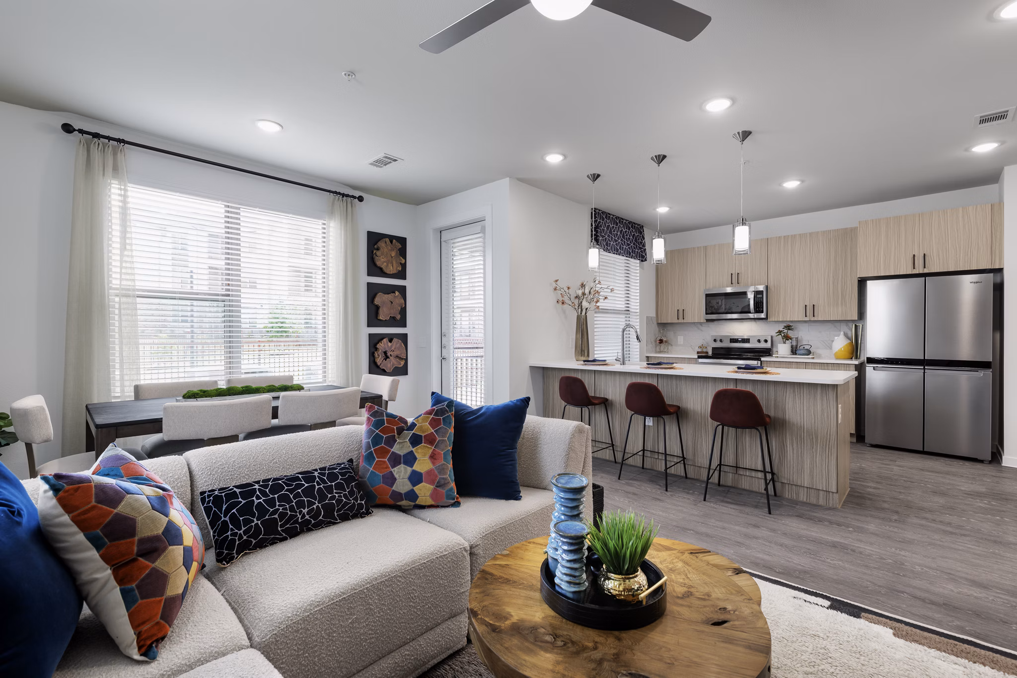 living room at The Bower Apartments 