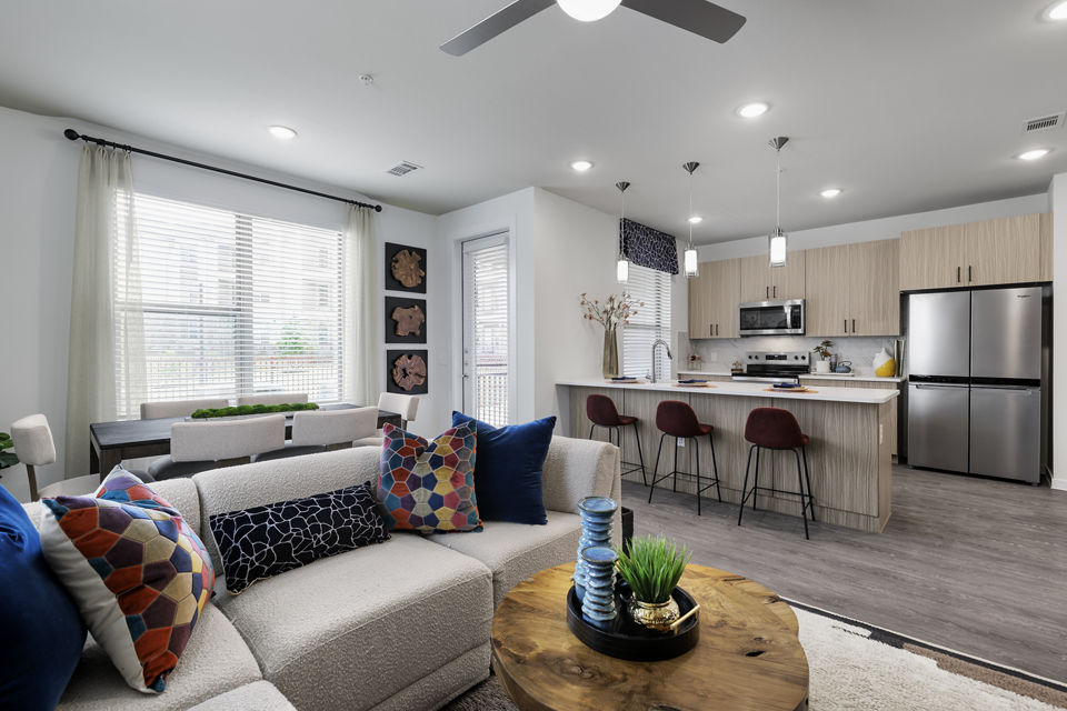 living room at The Bower Apartments 